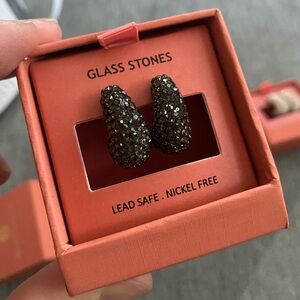 Black sparkle statement earrings, worn once